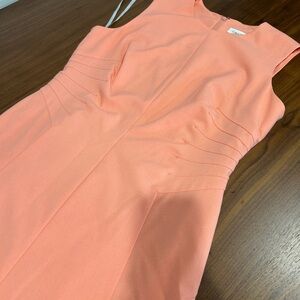 Calvin Klein Orange Ruched Sheath Midi Dress